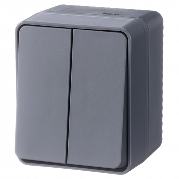 AtlasDesign Profi54 антрацит выключатель 2кл открытая 10А IP54 