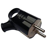 Вилка 16А угловая с ушком заземление черный пластик IP20 IN HOME 4220