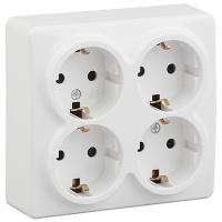 Эксперт белый розетка открытая 4-мест заземление шторки IP20 