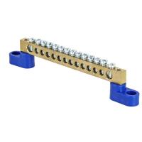 Шина нулевая 6*9 14групп 2 угловых изолятора синий винтовой EKF 