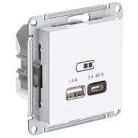 AtlasDesign белый розетка USB type-A+type-C скрытая 2-ая тип-C 45Вт