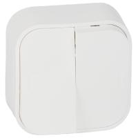 Кутео белый выключатель 2кл открытая 10А IP20 