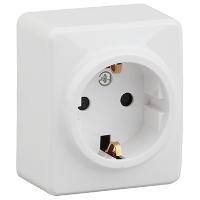 Эксперт белый розетка открытая 1-мест заземление шторки IP20 