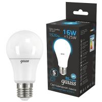 Лампа свд 220В Е27 16Вт 6500К 1520лм стандарт A60 матовая Gauss Black