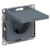 AtlasDesign грифель розетка скрытая 1-мест заземление с крышкой шторки IP20 