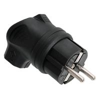 Вилка 16А угловая заземление черный каучук IP44 IEK аналог 358000