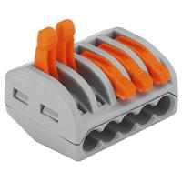 Клемма 5*4,0мм2 с рычажком серый Wago 222-415 2шт