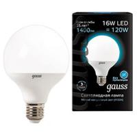 Лампа свд 220В E27 16Вт 4100К 1360лм шар G95 матовая Gauss 