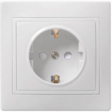 Кварта кремовый розетка скрытая 1-мест заземление шторки IP20 
