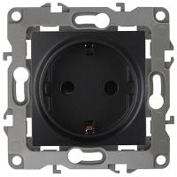 ЭРА12 антрацит розетка скрытая 1-мест заземление шторки IP20 