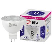 Лампа свд 220В GU5.3 8Вт 6000К 650лм MR16 прозрачная ЭРА линза 38°