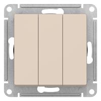 Атлас бежевый выключатель 3кл скрытая 10А IP20 