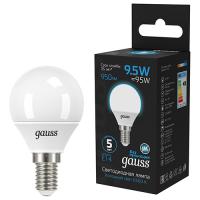 Лампа шар свд Е14 9,5Вт 6500К 950лм G45 матовый Gauss Black