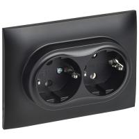 Сканди черный розетка скрытая 2-мест заземление IP20