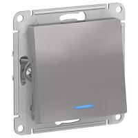 Атлас алюминий переключатель 1кл с подсветкой скрытая 10А IP20 