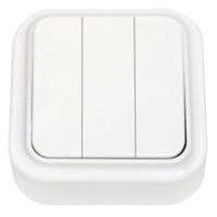 Пралеска белый выключатель 3кл открытая 6А IP20 