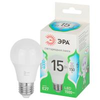 Лампа свд 220В Е27 15Вт 4000К 1500лм стандарт A60 матовая ЭРА Green Line