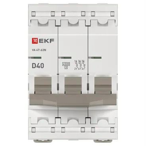 Автомат 3Р 40А D 4,5кА ВА47-63N EKF PROxima 