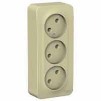 Бланка бежевый розетка открытая 3-мест IP20 