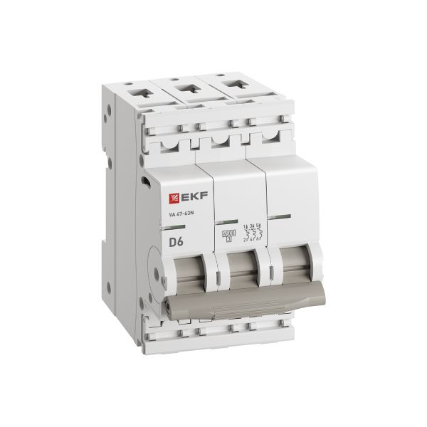 Автомат 3Р 6А D 4,5кА ВА47-63N EKF PROxima 