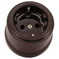 Болонь коричневый розетка открытая 1-мест заземление IP20 фарфор