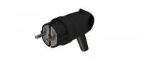 Вилка 16А угловая с ушком заземление черный каучук IP44 Systeme Electric 