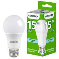 Лампа свд 220В Е27 15Вт 6500К 1500лм стандарт A60 матовая GENERICA (IEK) 