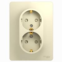 Глосса бежевый розетка скрытая 2-мест заземление шторки IP20 