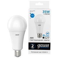 Лампа свд 220В Е27 35Вт 6500К 2790лм стандарт A80 матовая Gauss 