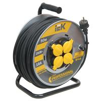 Удлинитель 4-мест 50м КГ 3*1,5 черный катушка металл IP44 IEK аналог9887501