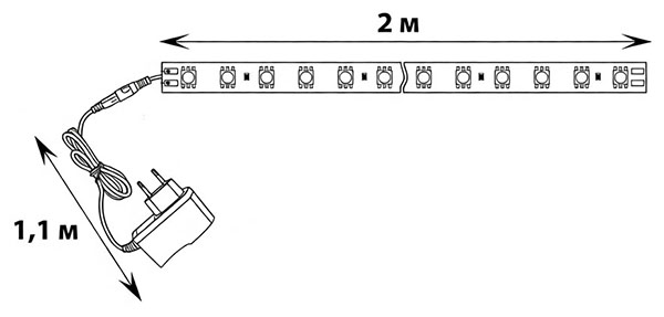 Фито комплект свд ленты 2м 15Вт 16мкмоль/c фиолетовый IP65 Uniel+адаптер для рассады и растений