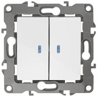 ЭРА12 выключатель скрытая белый 2кл 10А с подсветкой IP20 