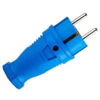 Вилка 16А прямая заземление синий каучук IP44 PlexUp