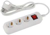 Удлинитель 3-мест 1,5м ПВС 3*0,75 белый выкл ЭРА  Greenline