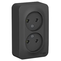Бланка антрацит розетка открытая 2-мест IP20