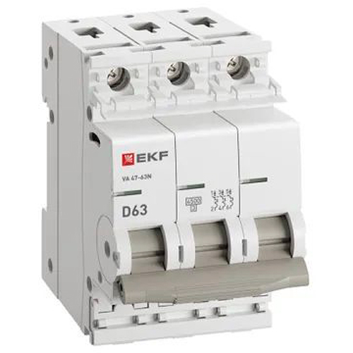 Автомат 3Р 63А D 4,5кА ВА47-63N EKF PROxima