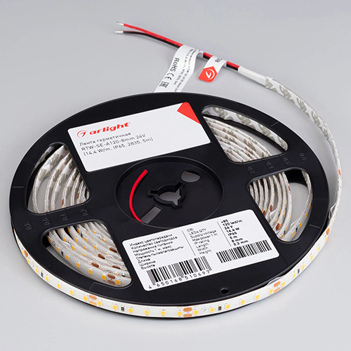 Лента свд 24В 14,4Вт/м 120свд/м 3000К 1320лм/м 2835 IP65 Arlight кратно 5м
