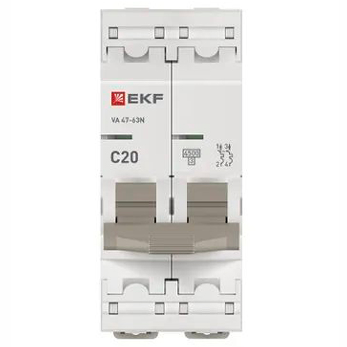 Автоматический выключатель ВА 47-63N 2P 20А (C) 4,5 кА PROXIMA EKF