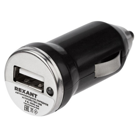 Автозарядка в прикуриватель USB 5В 1000mA черный
