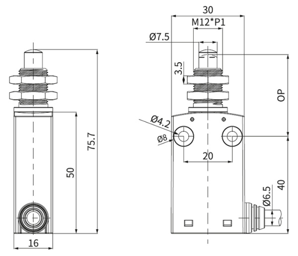 Выключатель концевой толкатель IP67 C6N-117 IEK с резьб.соединением