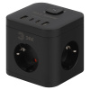 Удлинитель 3-мест 1,5м ПВС 3*1,5 черный 4*USB ЭРА  Куб (2А+2С)