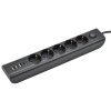 Удлинитель 5-мест 2м ПВС 3*1 черный 4*USB IEK  MODERN
