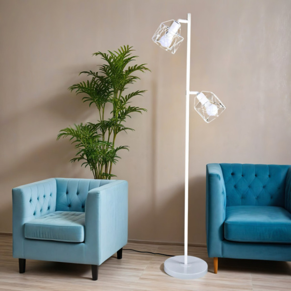 Торшер 2*60Вт E27 белый Готика