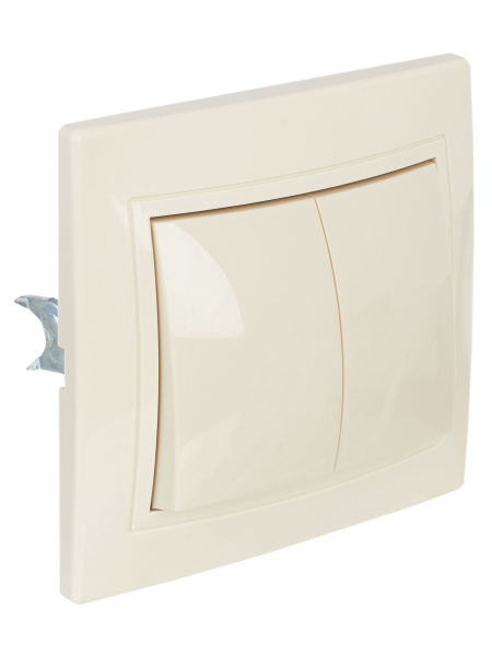 Кварта кремовый выключатель 2кл скрытая 10А IP20 