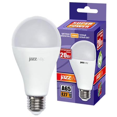 Лампа светодиодная 220В Е27 20Вт 3000К 1800лм стандарт A60 матовая Jazzway 