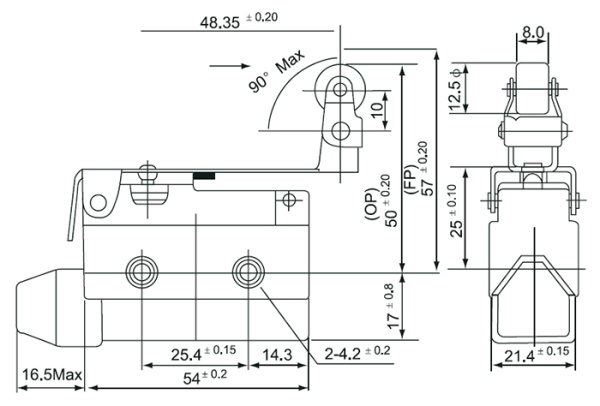 Переключатель концевой рычаг с роликом IP40 МП-7124 IEK регулир.