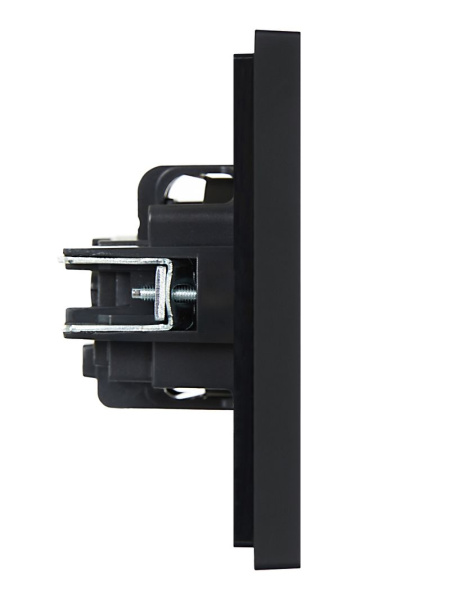 Фортепиано черный механизм розетки скрытая 1-мест заземление шторки IP20 