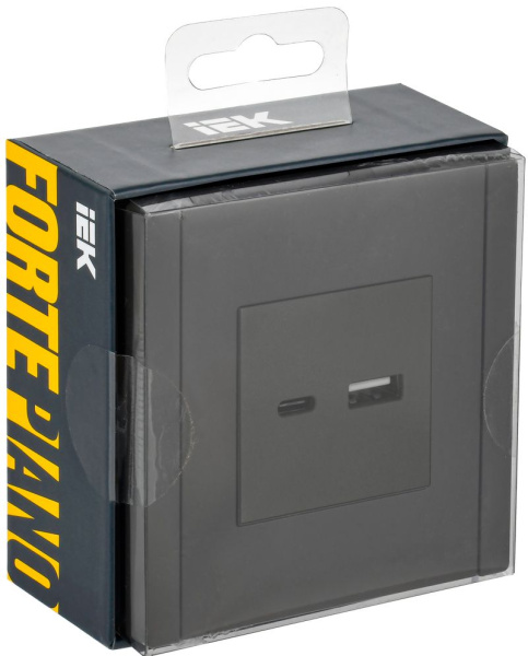 Фортепиано серый механизм USB A+C скрытая 2-ая 18Вт