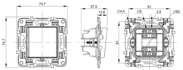 Сканди бежевый выключатель 2кл скрытая 10А IP20 
