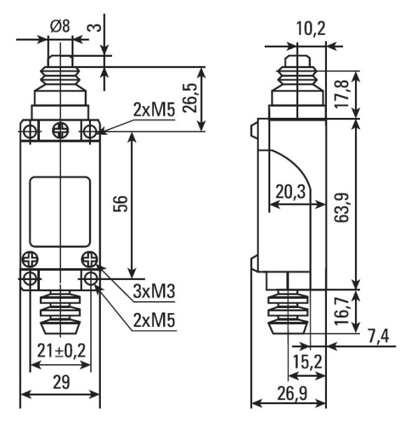 Выключатель концевой толкатель IP65 TZ-8111 EKF 